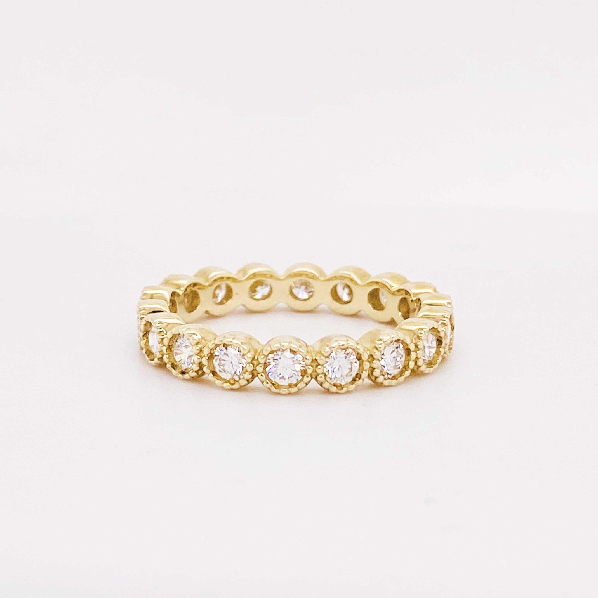 For Sale:  1 Carat Diamond Bezel Eternity Band 14K Yellow Gold 1.00 Ct Diamond Wedding Band 2