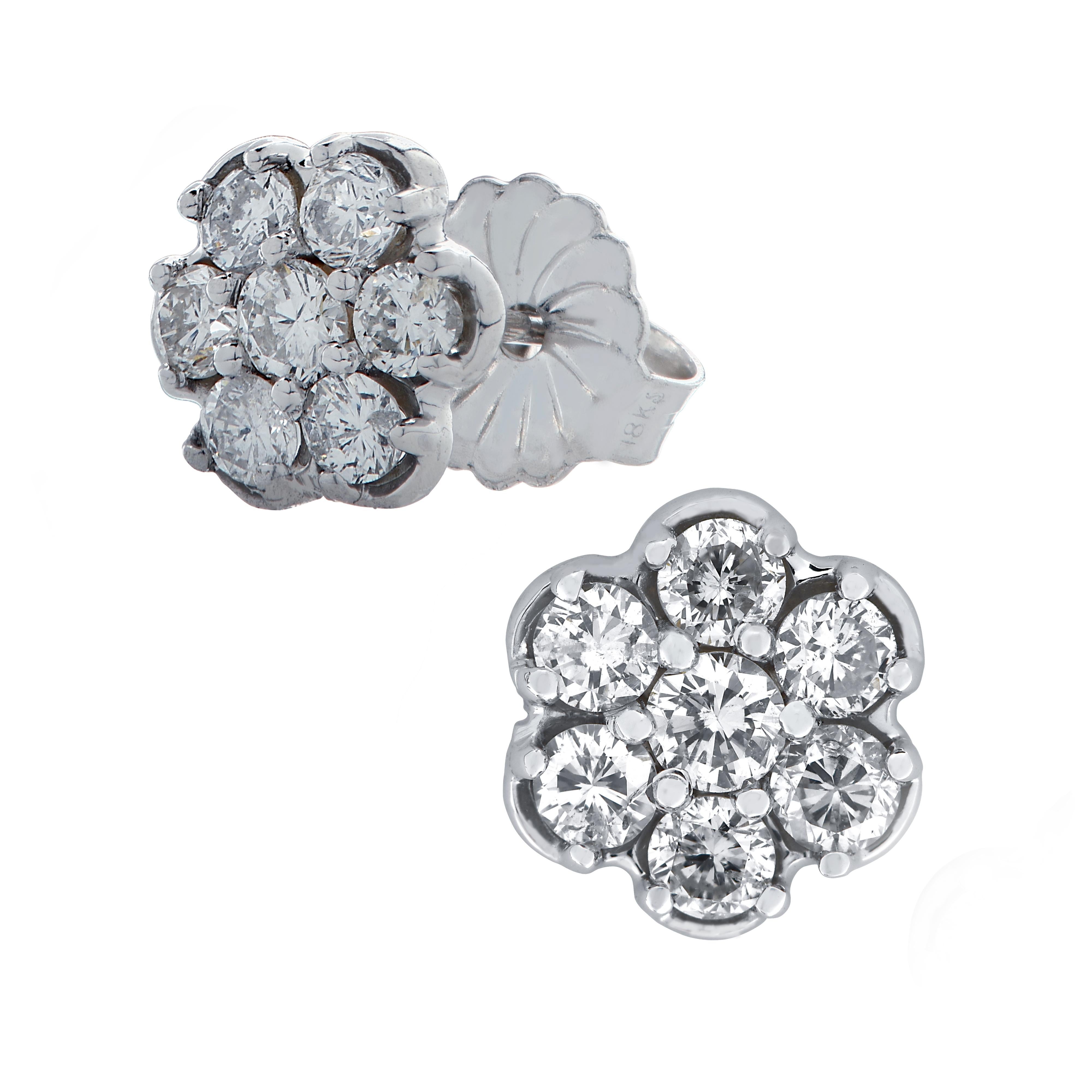 Modern Vivid Diamonds 1 Carat Diamond Cluster Earrings