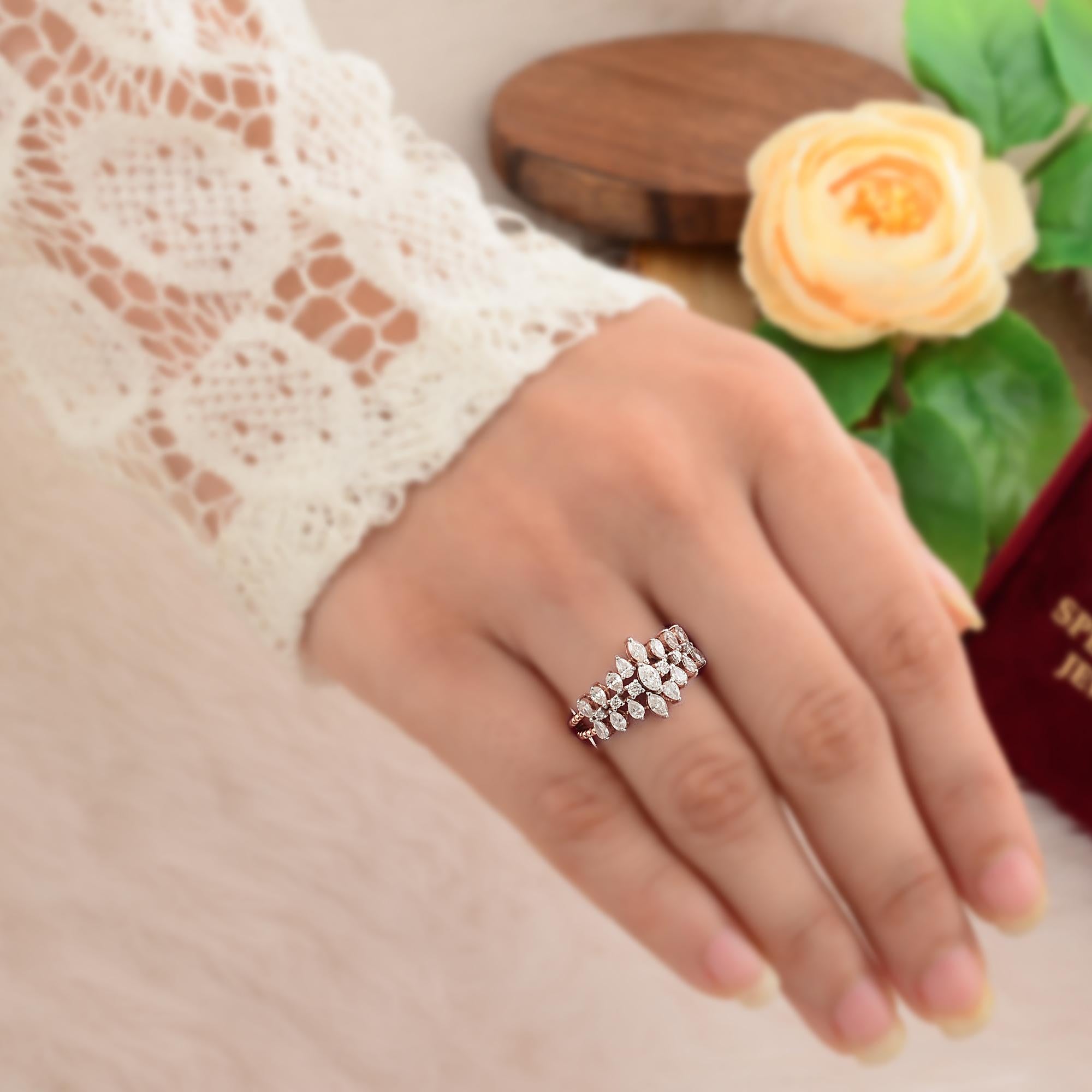 in vendita:  1 Carat Diamond Cluster SI/H Marquise Pear Ring Gioielli in oro rosa 14 carati 2