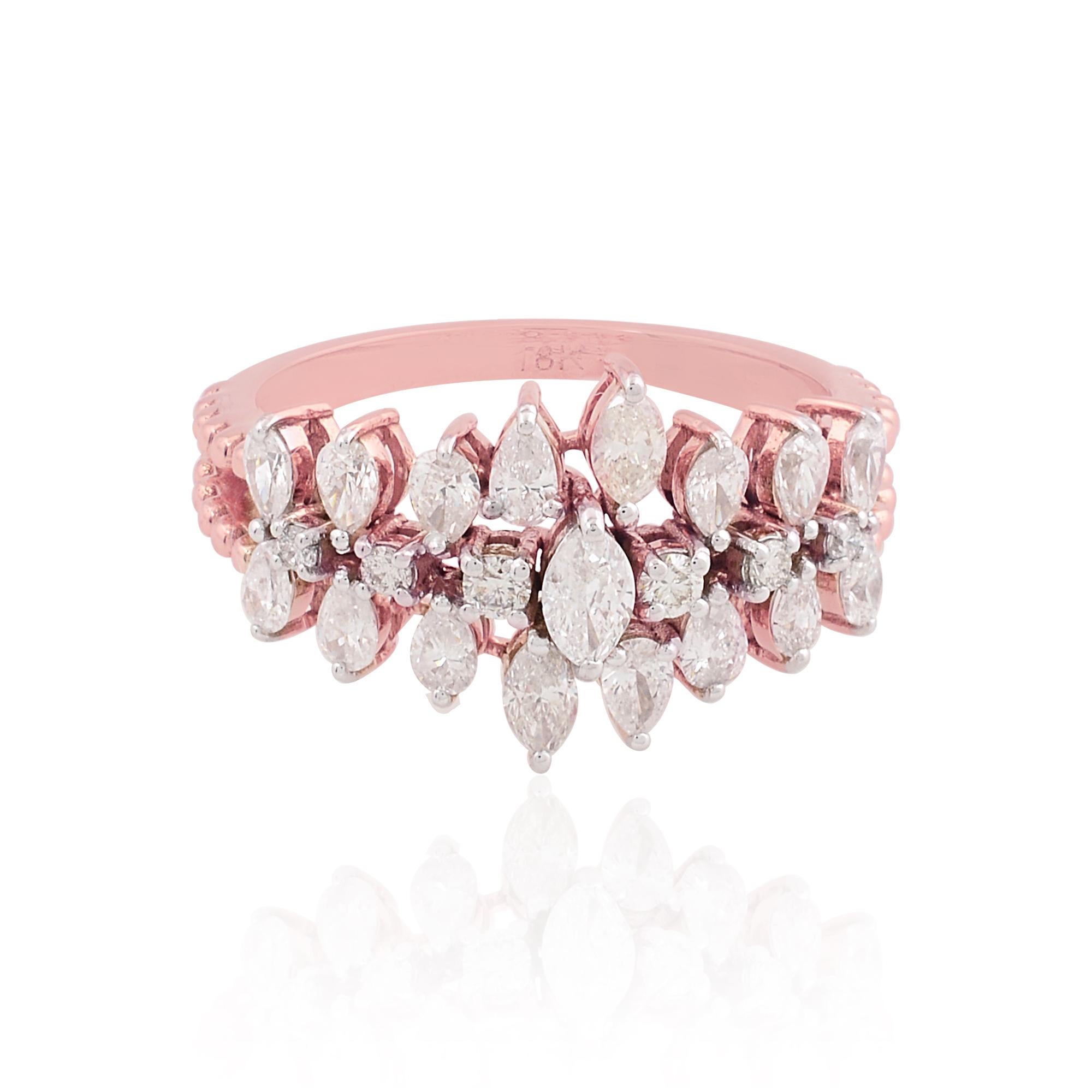 in vendita:  1 Carat Diamond Cluster SI/H Marquise Pear Ring Gioielli in oro rosa 14 carati 7