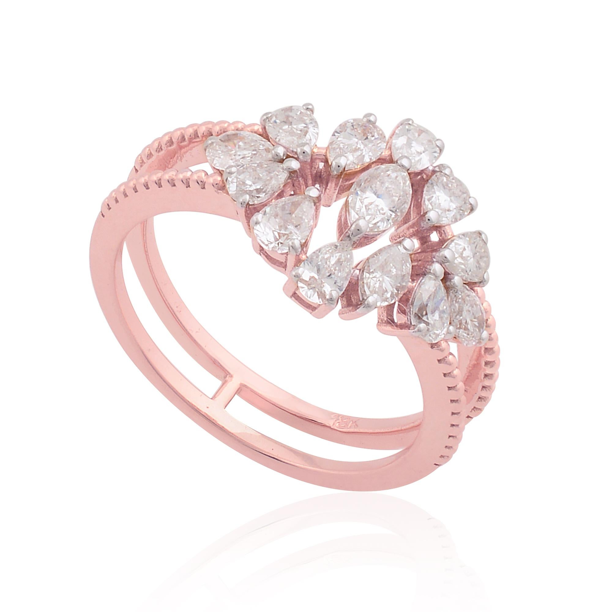 in vendita:  1 Carat Diamond Cluster SI/HI Pear Marquise Ring 14 Karat Rose Gold Fine Jewelry 6