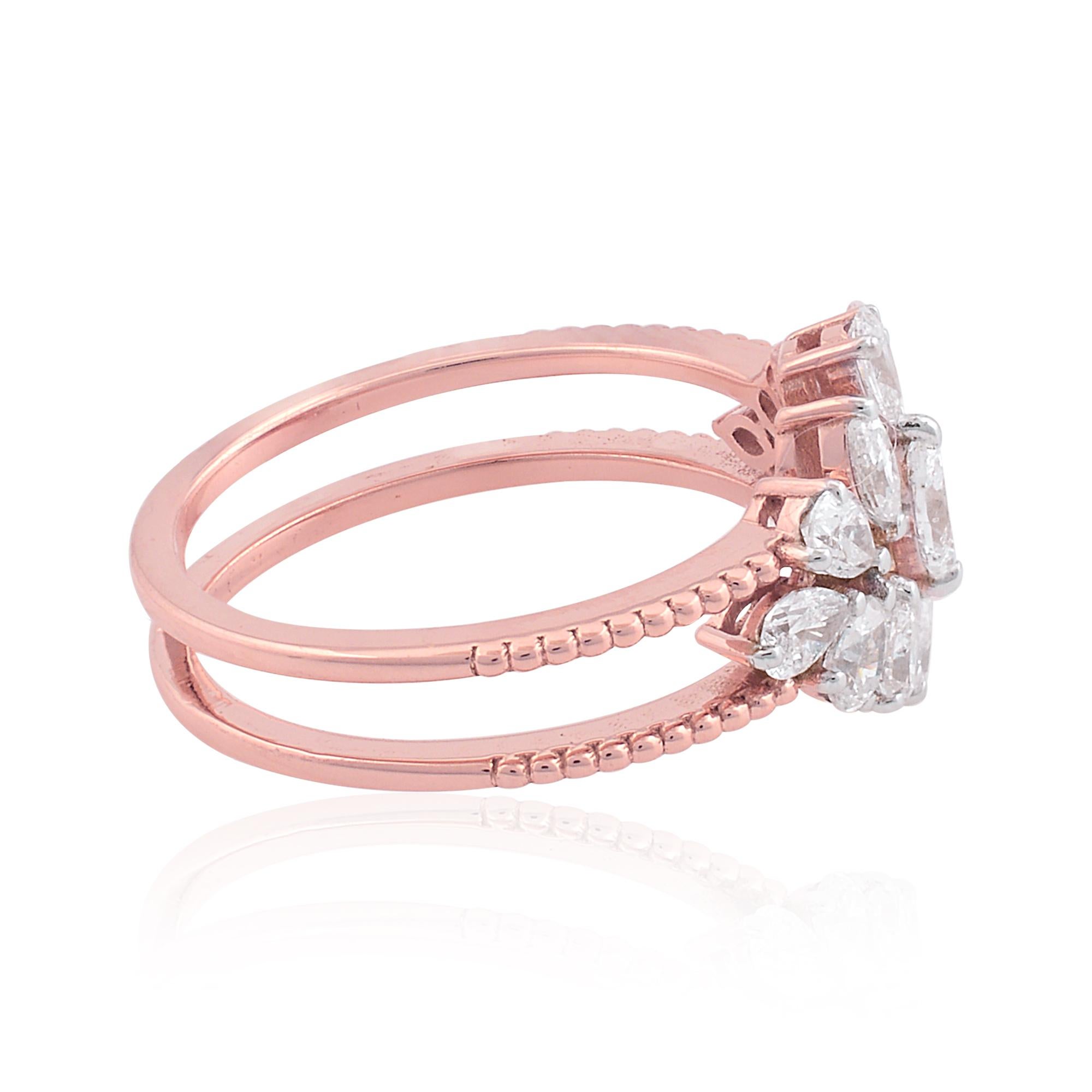 Im Angebot: 1 Karat Diamant Cluster SI/HI Birne Marquise Ring 18 Karat Rose Gold Feiner Schmuck () 5