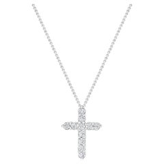 1 Carat  Diamond Cross Necklace 14k White Gold