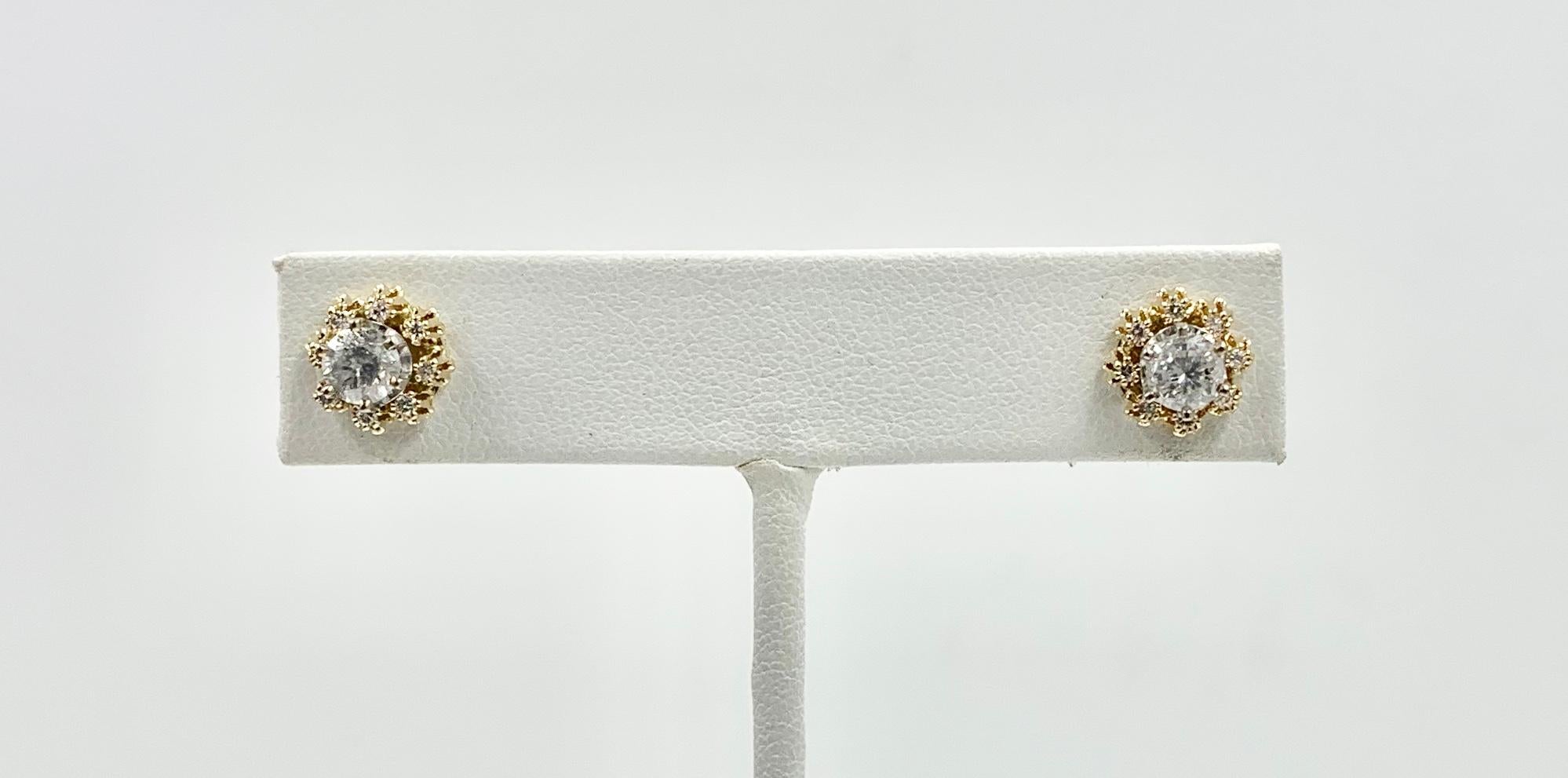 Pendientes Halo Día Noche Diamante 1 Quilate Oro Amarillo Blanco 14 Kilates en venta 4