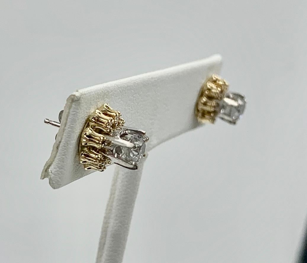 Pendientes Halo Día Noche Diamante 1 Quilate Oro Amarillo Blanco 14 Kilates en venta 3