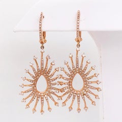 1 Karat Diamant-Designer-Ohrringe, 14K Roségold, birnenförmige Diamant-Ohrringe