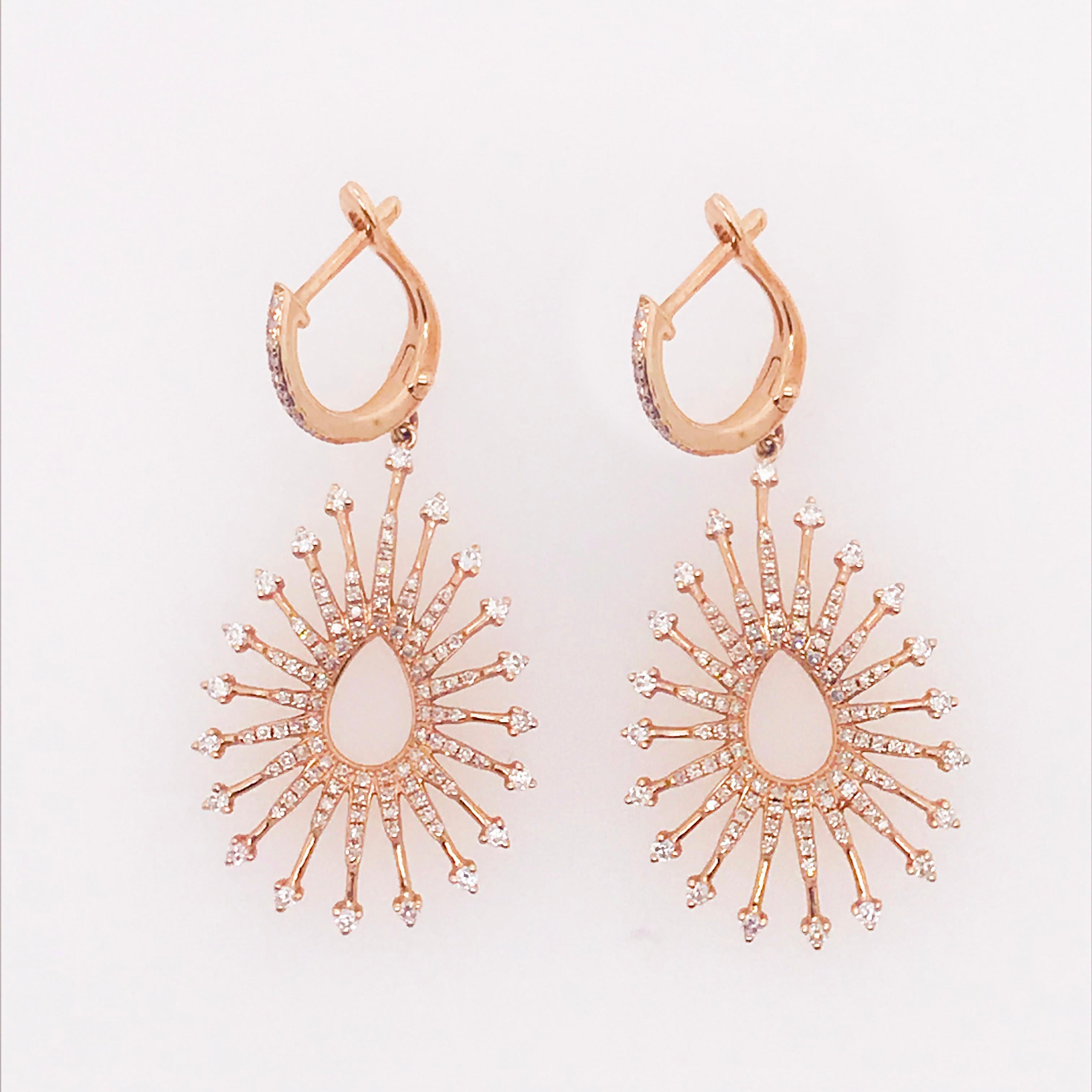 Boucles d'oreilles design en or rose 14 carats, diamant 1 carat, boucles d'oreilles diamant en forme de poire Neuf - En vente à Austin, TX