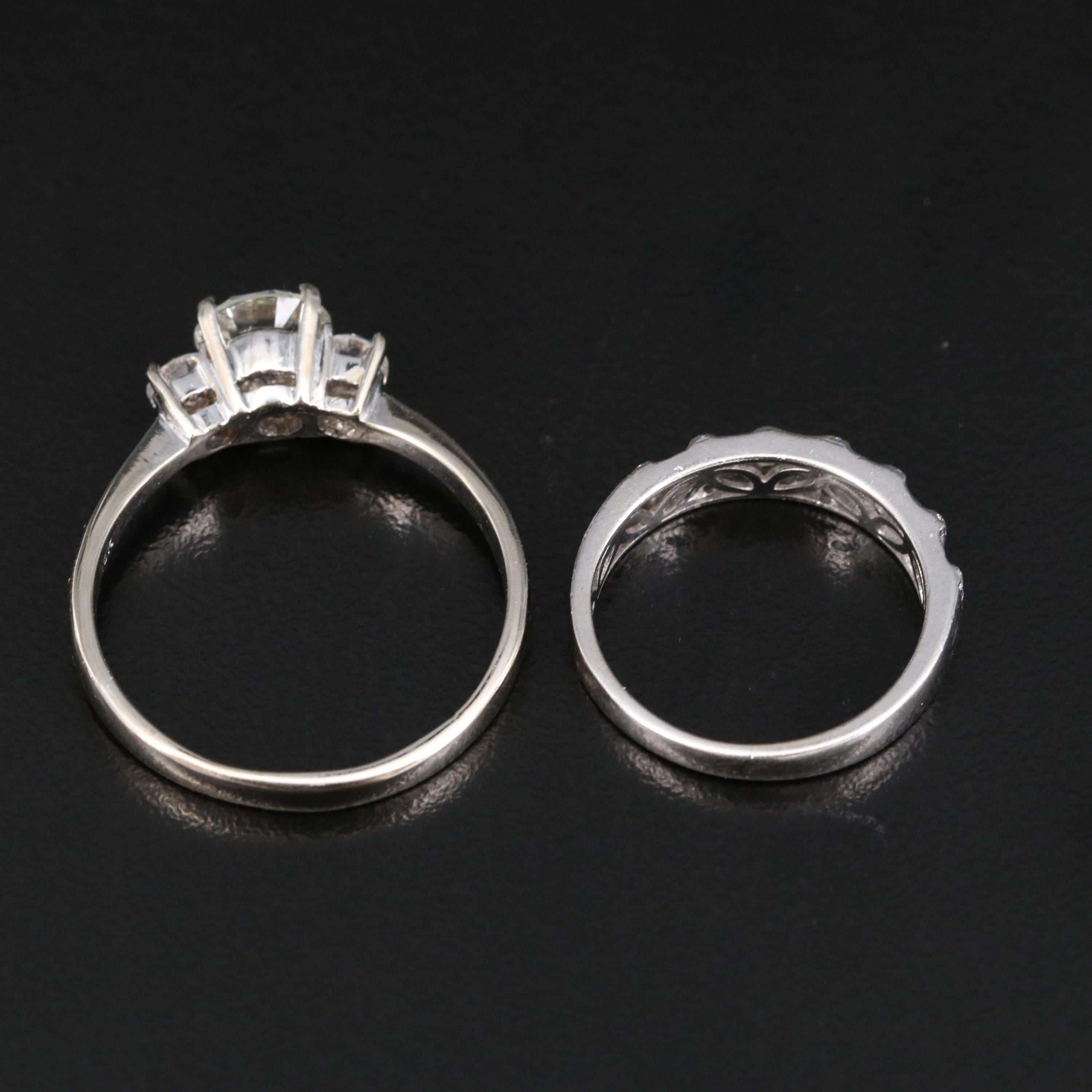 For Sale:  1 Carat Diamond Engagement Ring Set Art Deco Diamond Wedding Ring Statement Ring 6