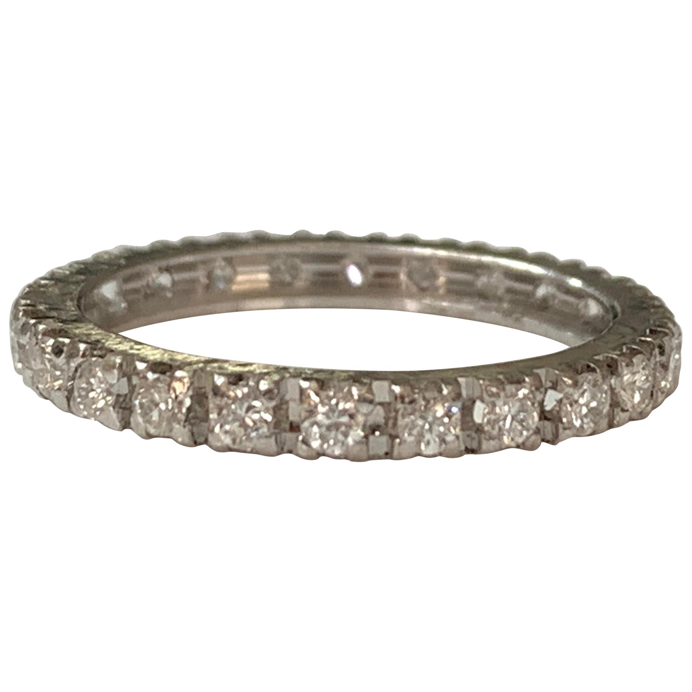 Bracelet d'éternité en or blanc 14 carats avec diamants de 1 carat en vente