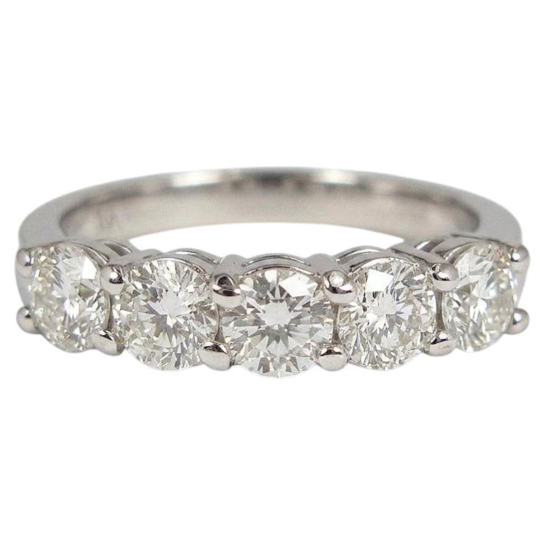 1 Carat Diamond Five-Stone Anniversary Wedding Band in 14k White Gold