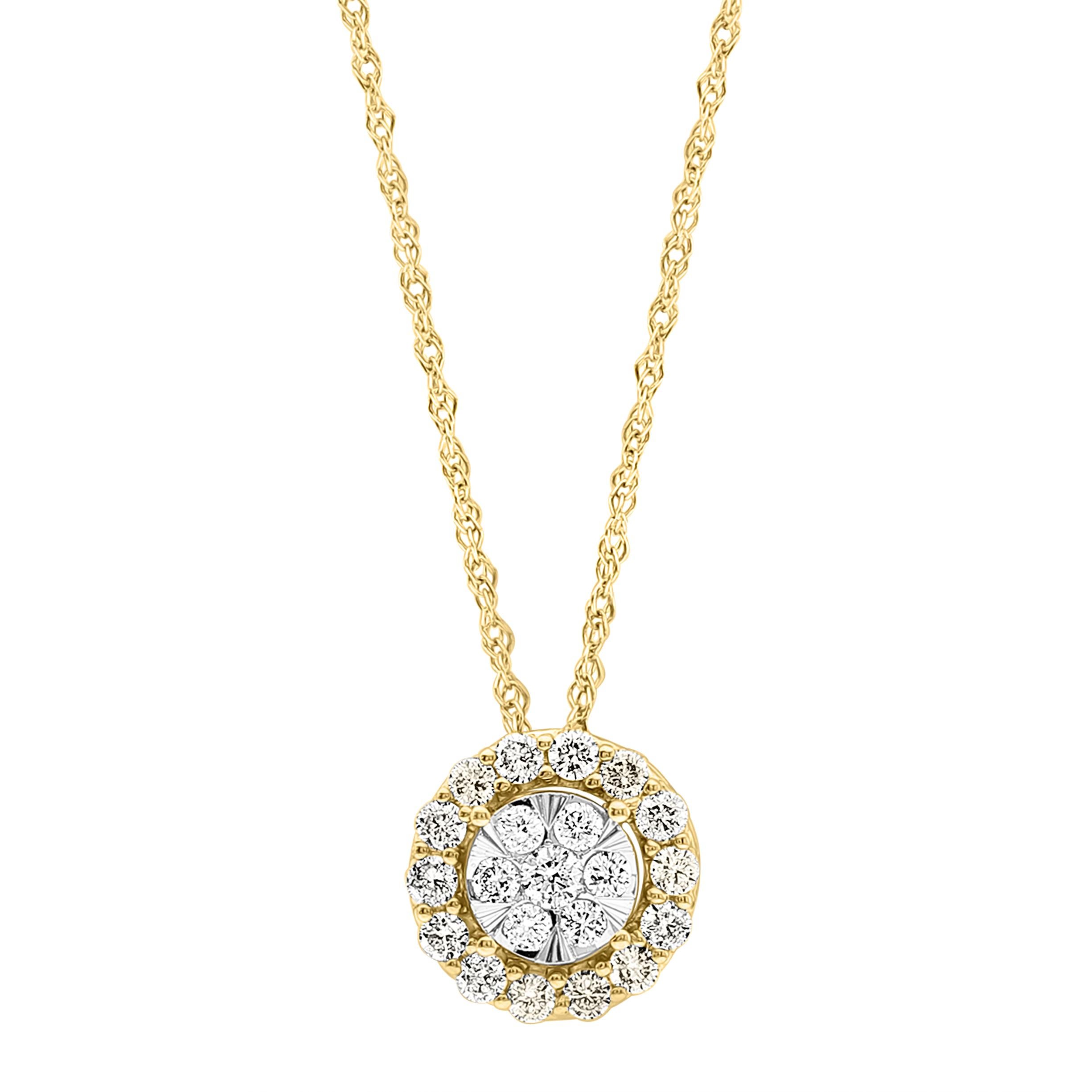 1 Carat Diamond Flower Pendant/ Necklace 14 Karat Yellow Gold with Chain 3