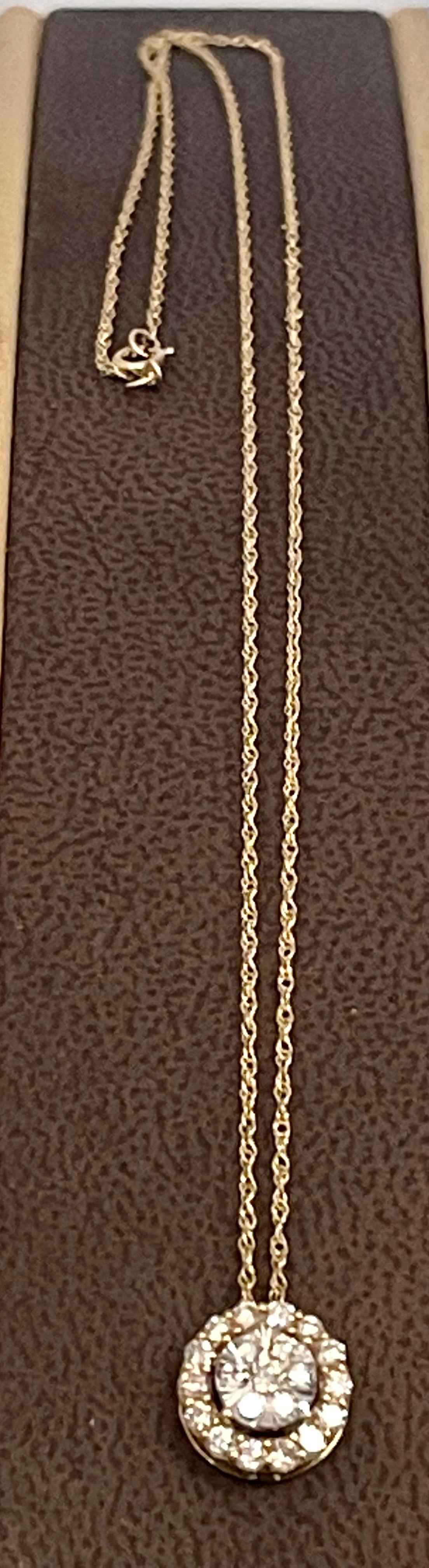 1 Carat Diamond Flower Pendant/ Necklace 14 Karat Yellow Gold with Chain 1