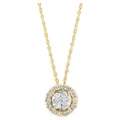 1 Carat Diamond Flower Pendant/ Necklace 14 Karat Yellow Gold with Chain