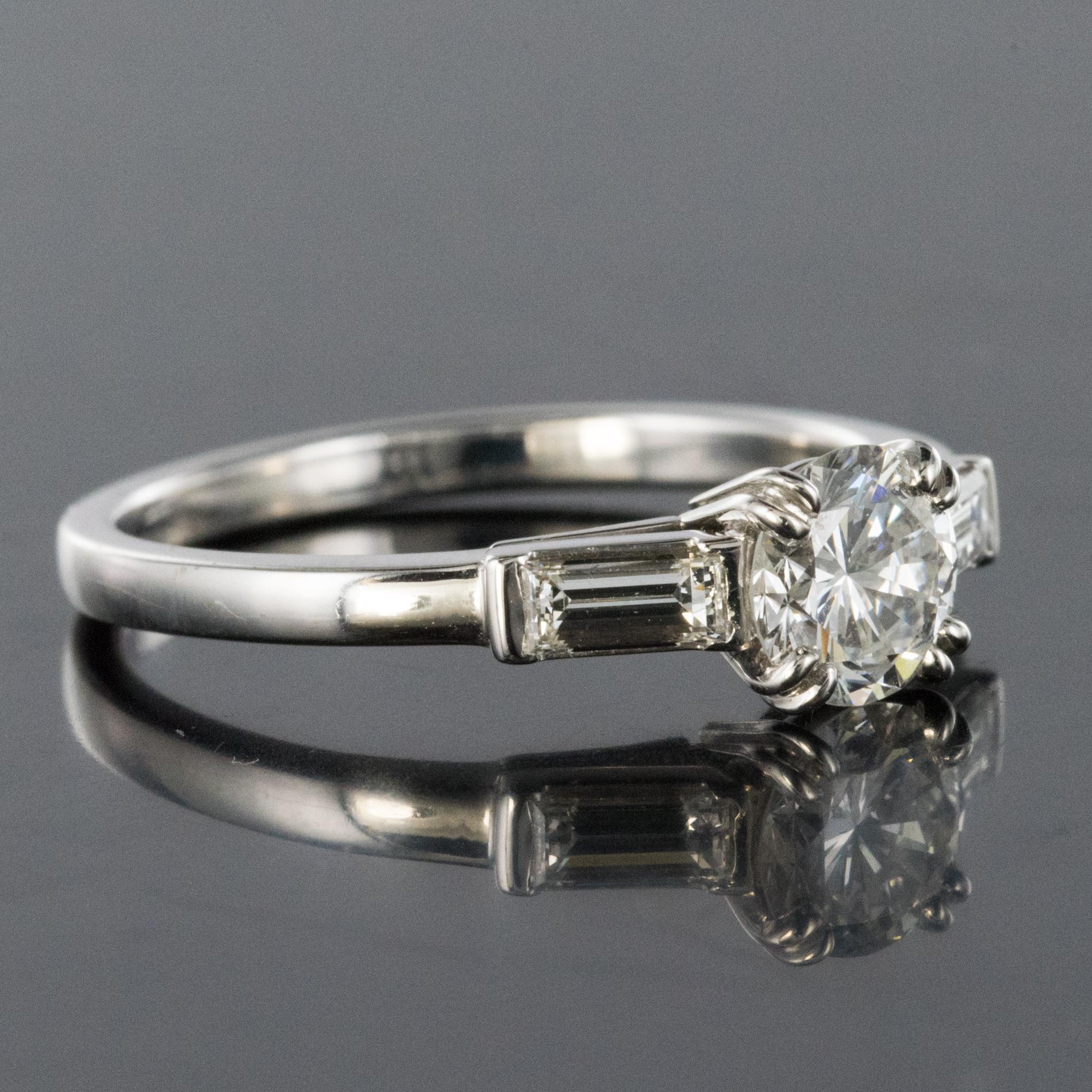 Art Deco Style 1 Carat Diamond 18 Karat White Gold Solitaire Ring 1