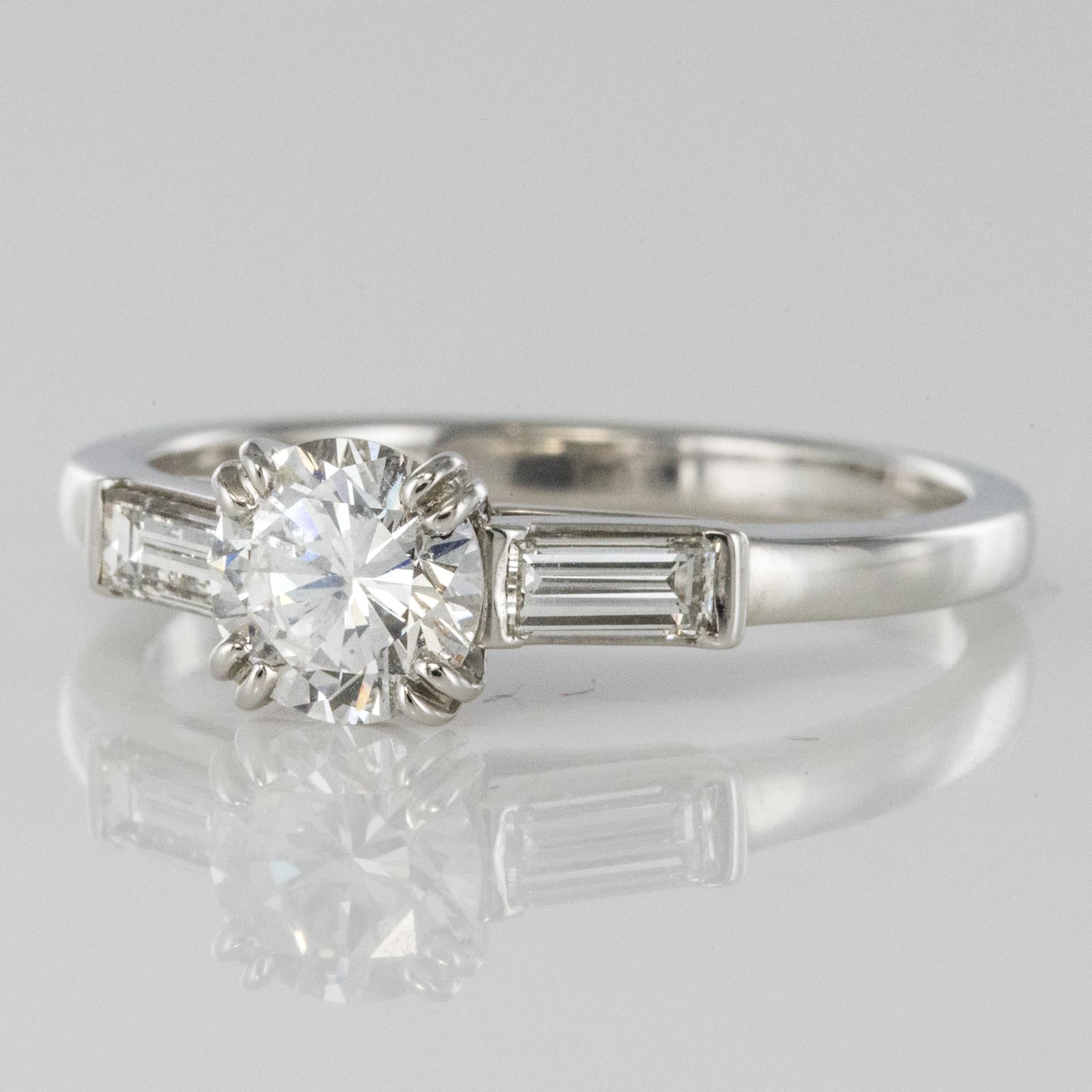 Art Deco Style 1 Carat Diamond 18 Karat White Gold Solitaire Ring 6