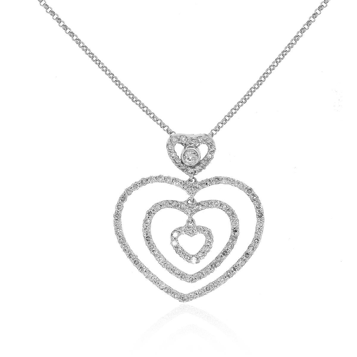 1 Carat Diamond Heart Necklace In Excellent Condition In Boca Raton, FL