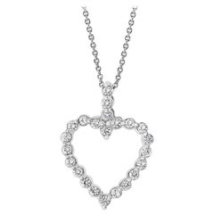 Pendentif/collier en forme de coeur en diamant de 1 carat en or blanc 14 carats avec chaîne