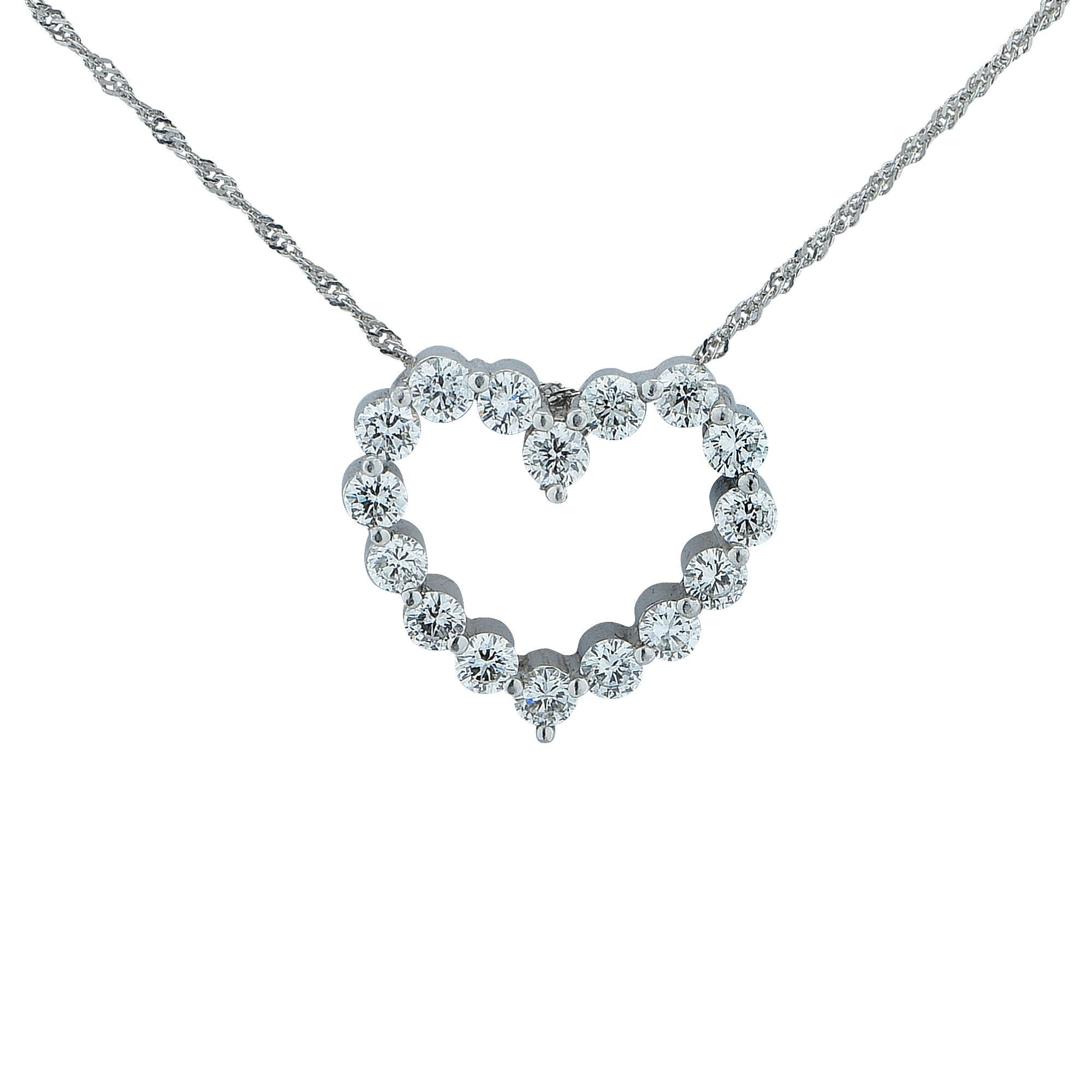 Modern 1 Carat Diamond Heart Platinum Necklace