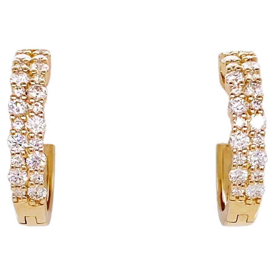 Boucles d'oreilles Huggie en or jaune 14 carats avec diamants de 1 carat, 1 carat Boucles d'oreilles huggies diamant en vente
