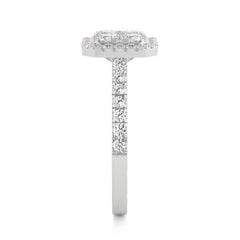 1 Carat Diamond Moonlight Cushion Cluster Ring in 14K White Gold