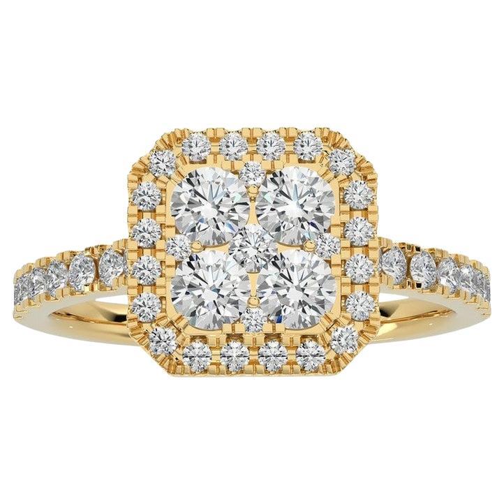 Anillo en racimo de diamantes Moonlight de 1 quilate en oro amarillo de 14 quilates