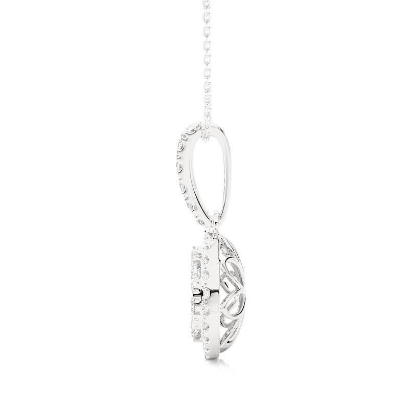1 Karat Diamant-Mondlicht-Cluster-Anhänger mit rundem Cluster-Anhänger aus 14K Weißgold (Moderne) im Angebot
