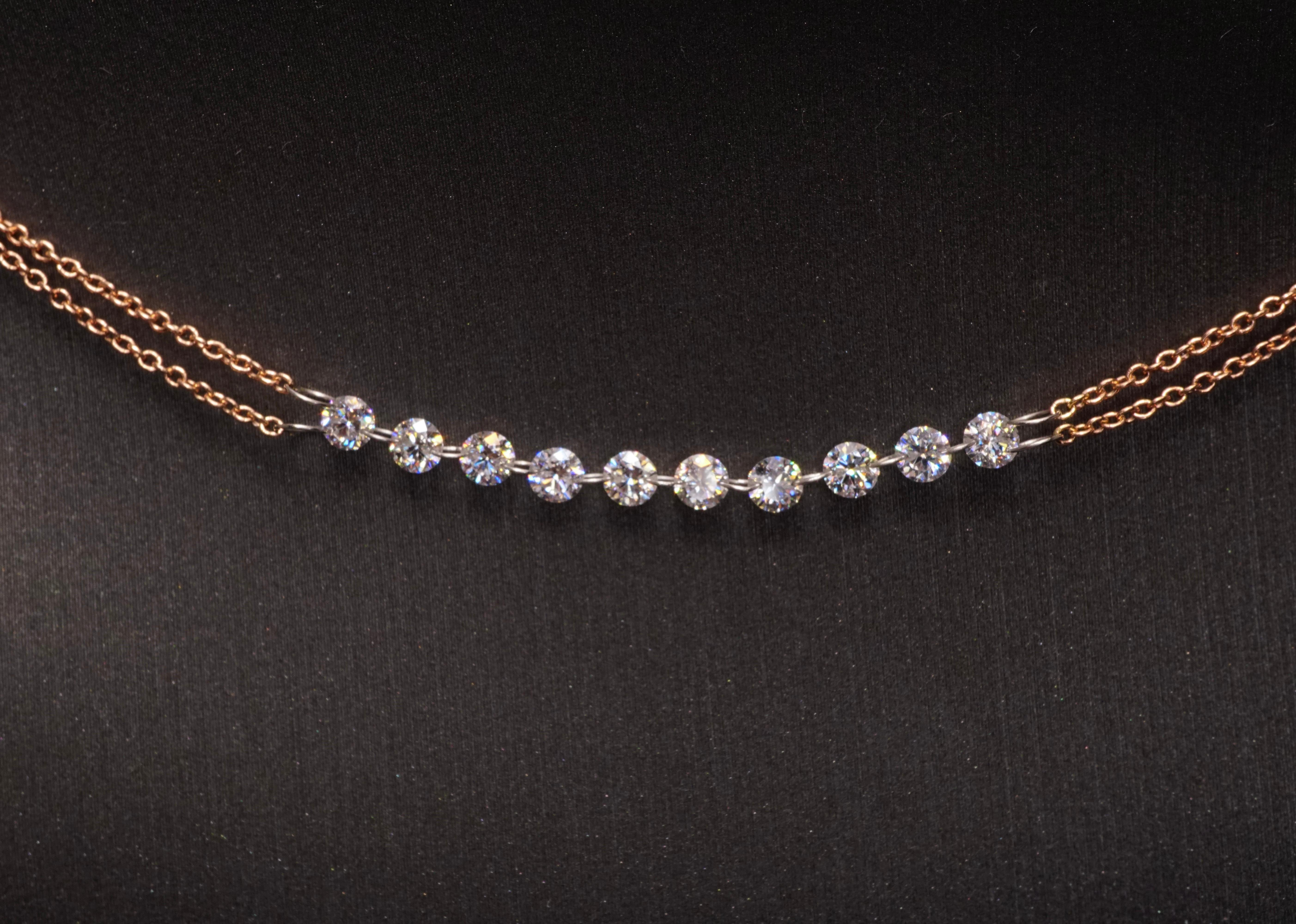 Collier à chaîne avec diamant de 1.00 carat Choker Neuf - En vente à New York, NY