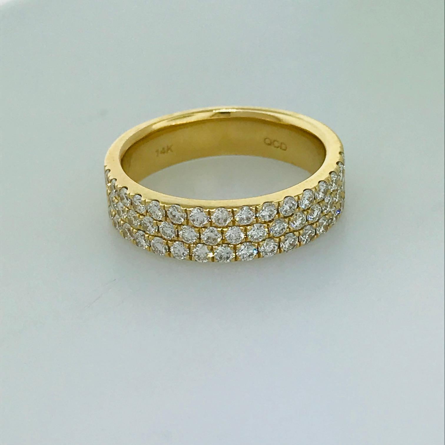 1 Carat Diamond Pave 3-Row Band in 14 Karat Gold For Sale at 1stDibs ...
