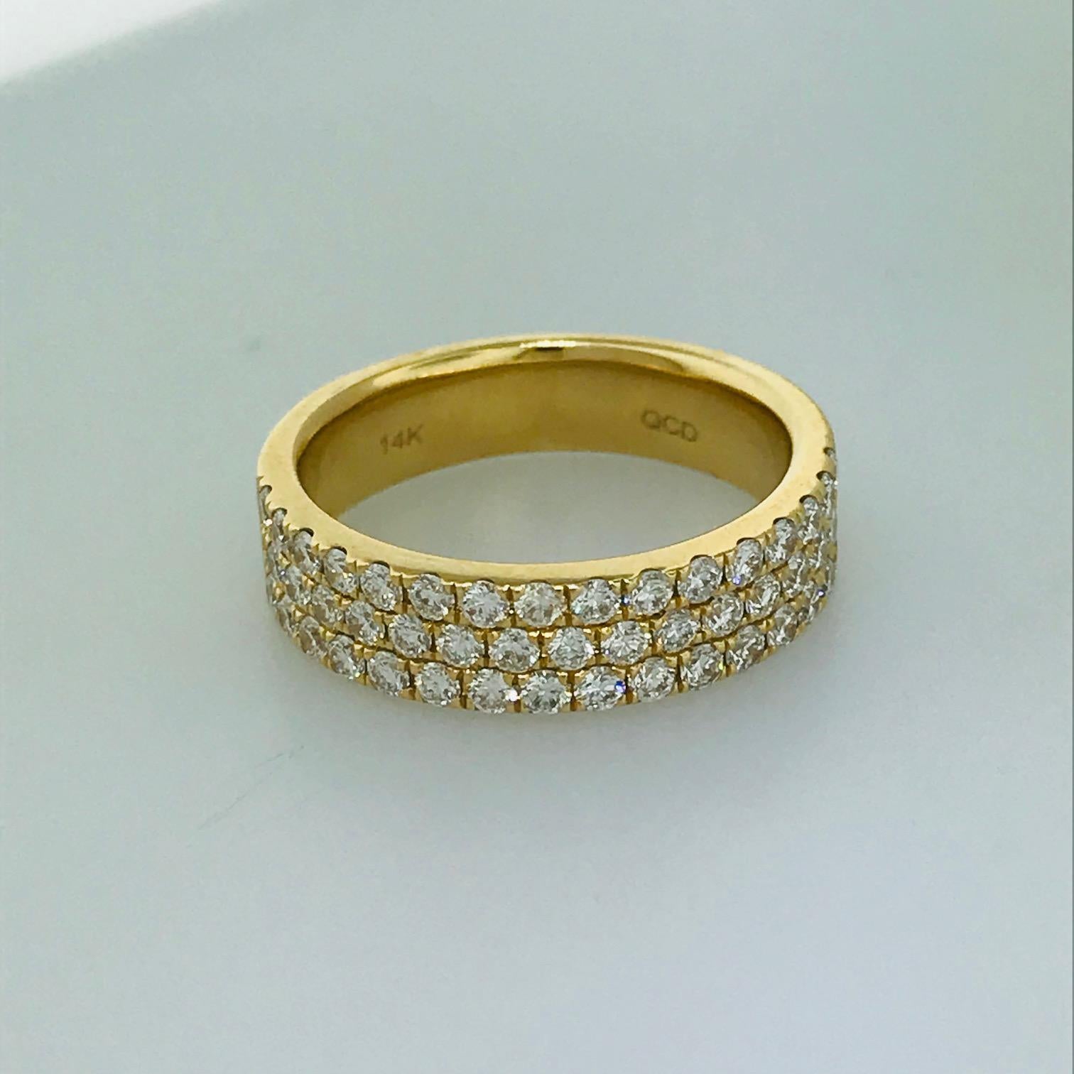 1 Carat Diamond Pave 3-Row Band in 14 Karat Gold For Sale at 1stDibs ...