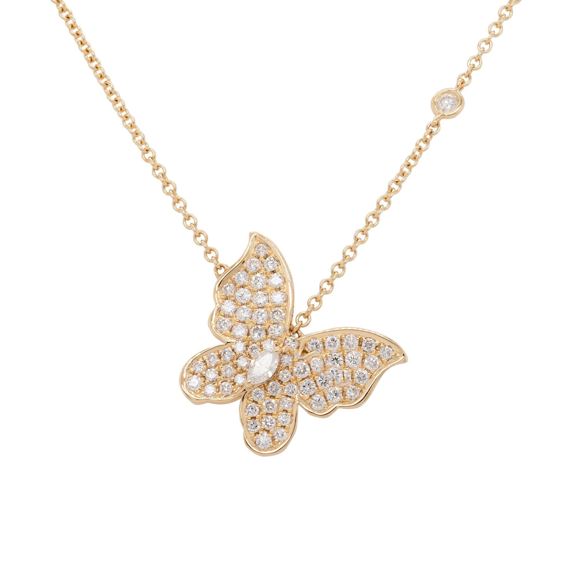 1 Carat Diamond Pave Butterfly Necklace In New Condition For Sale In Boca Raton, FL