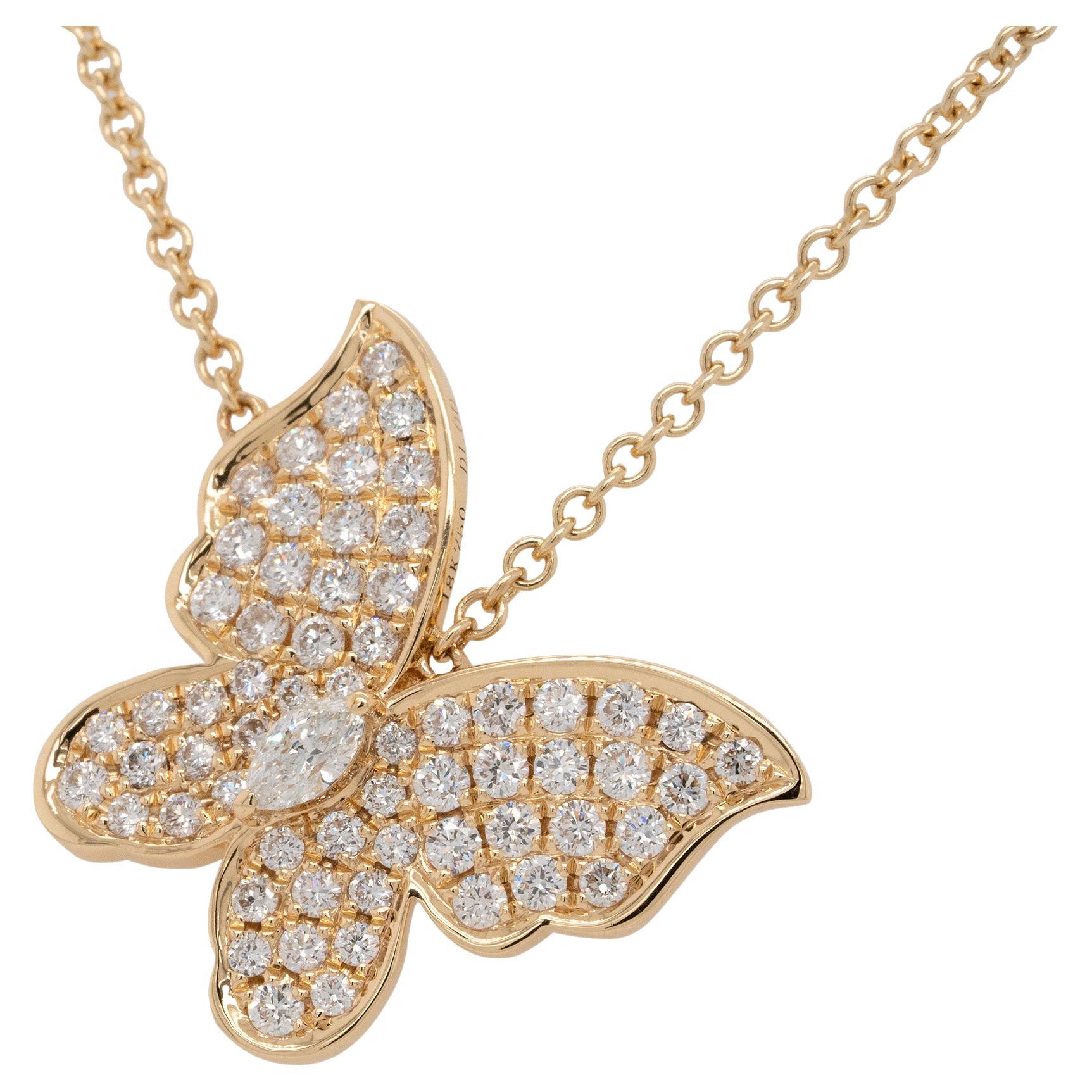 Collier papillon pavé de diamants de 1 carat