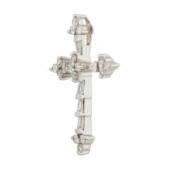 1 Carat Diamond Pave Cross Pendant 14 Karat in Stock