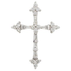 1 Carat Diamond Pave Cross Pendant 14 Karat in Stock