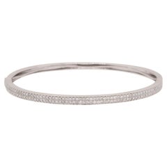 1 Carat Diamond Pave Grid Bangle Bracelet 18 Karat in Stock