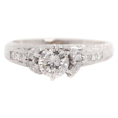1 Carat Diamond Platinum Engagement Ring, Vintage Inspired