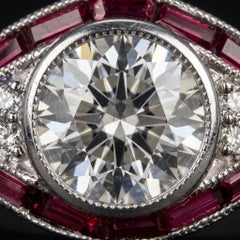 1 Carat Diamond Ruby Art Deco Style Cocktail Ring