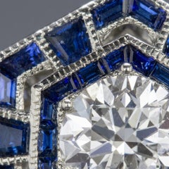 1 Carat Diamond Sapphire Geometric Hexagon Cocktail Ring