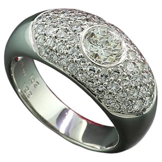 1 Carat Diamond Solitaire Brilliant cut and Diamonds 1.22 ct Ring 900 Platinum