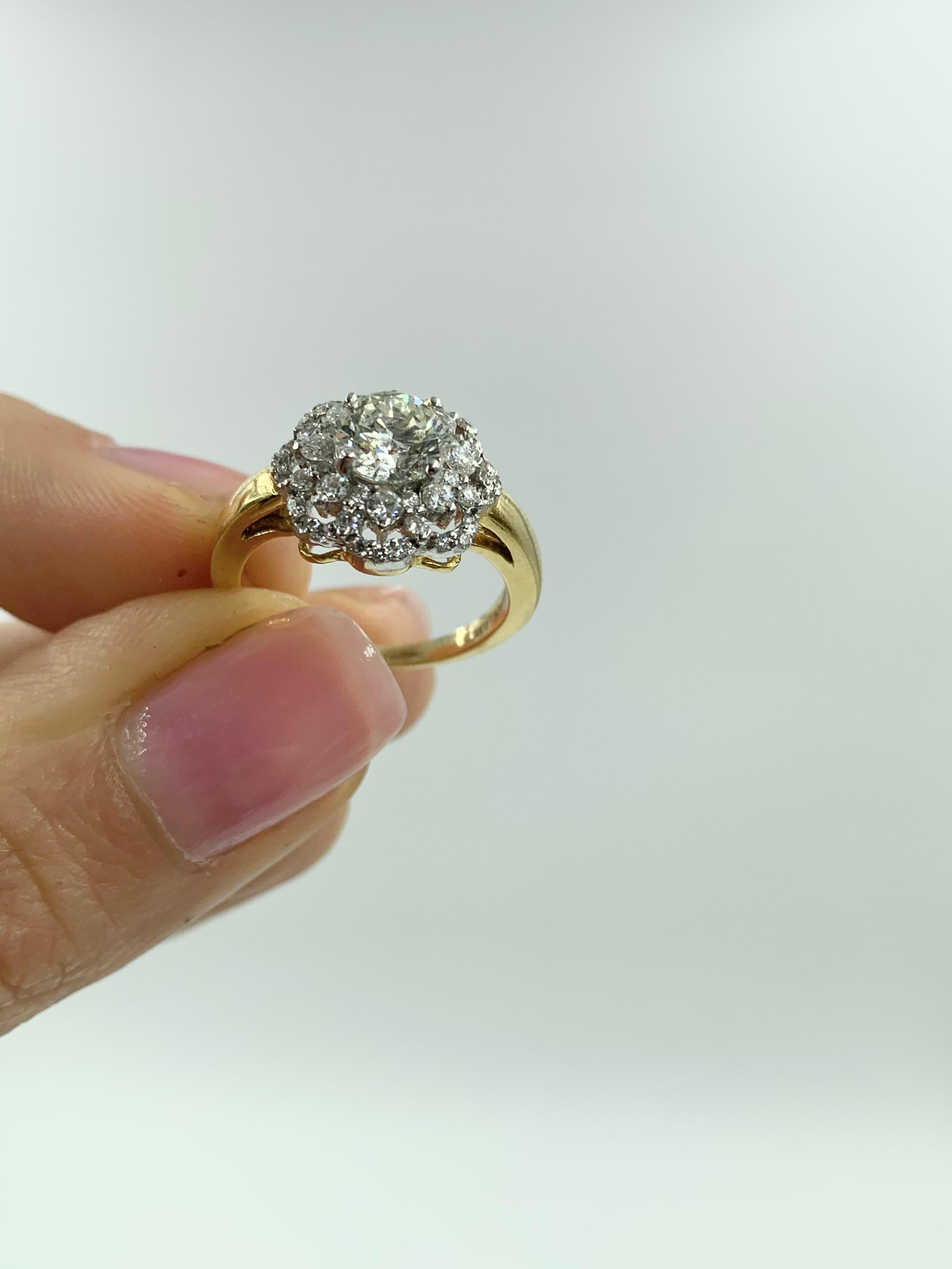 Women's or Men's 1 Carat Diamond Solitaire Encrusted 18K Yellow Gold Ring