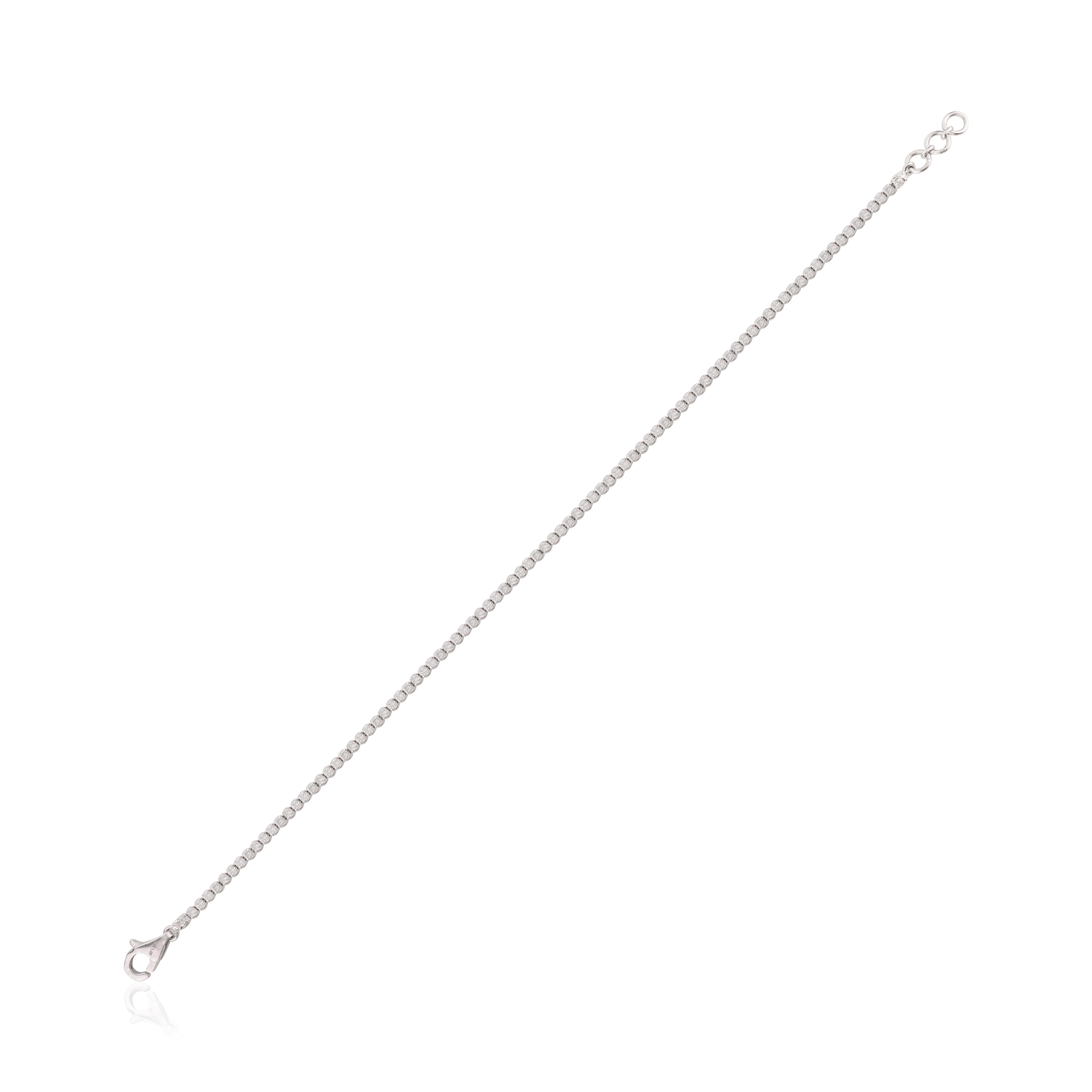 Donna Bracciale impilabile con diamanti da 1 carato Regalo per la fidanzata in oro bianco massiccio 18 carati in vendita