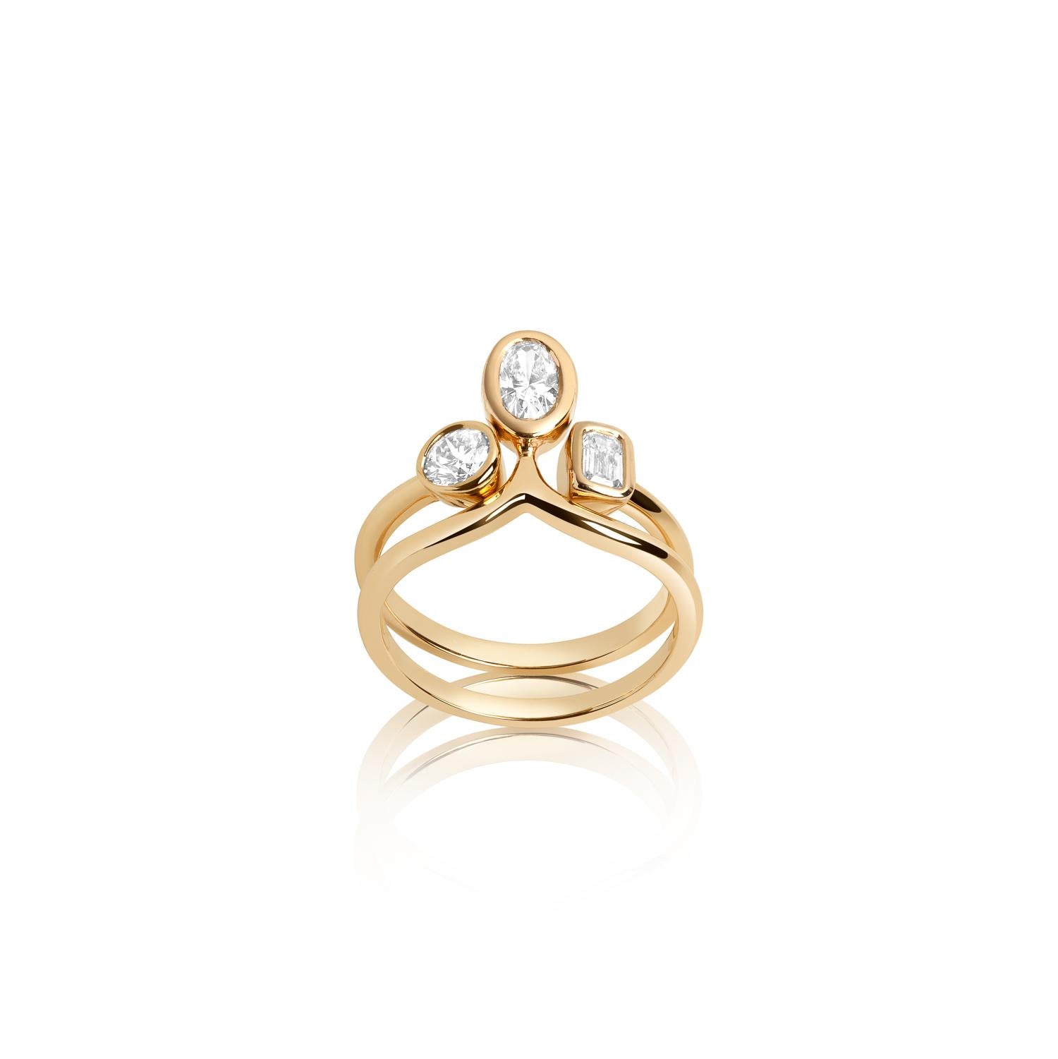 This stackable ring set consists of two rings that fit nestled perfectly together. It can be worn together or separately. 

Inspired by seeing the cross-section view of life, as if slicing a tree to see its underlying structure and raw beauty, Hi