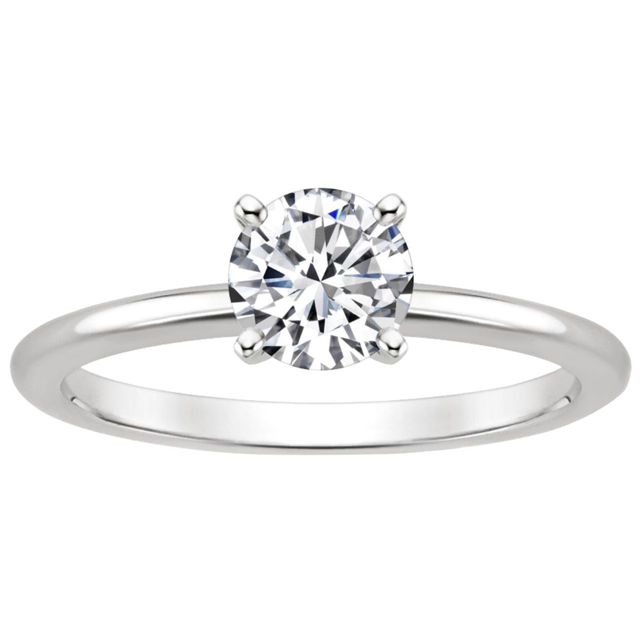 1 Carat Diamond Traditional Engagement Ring 14 Karat White Gold