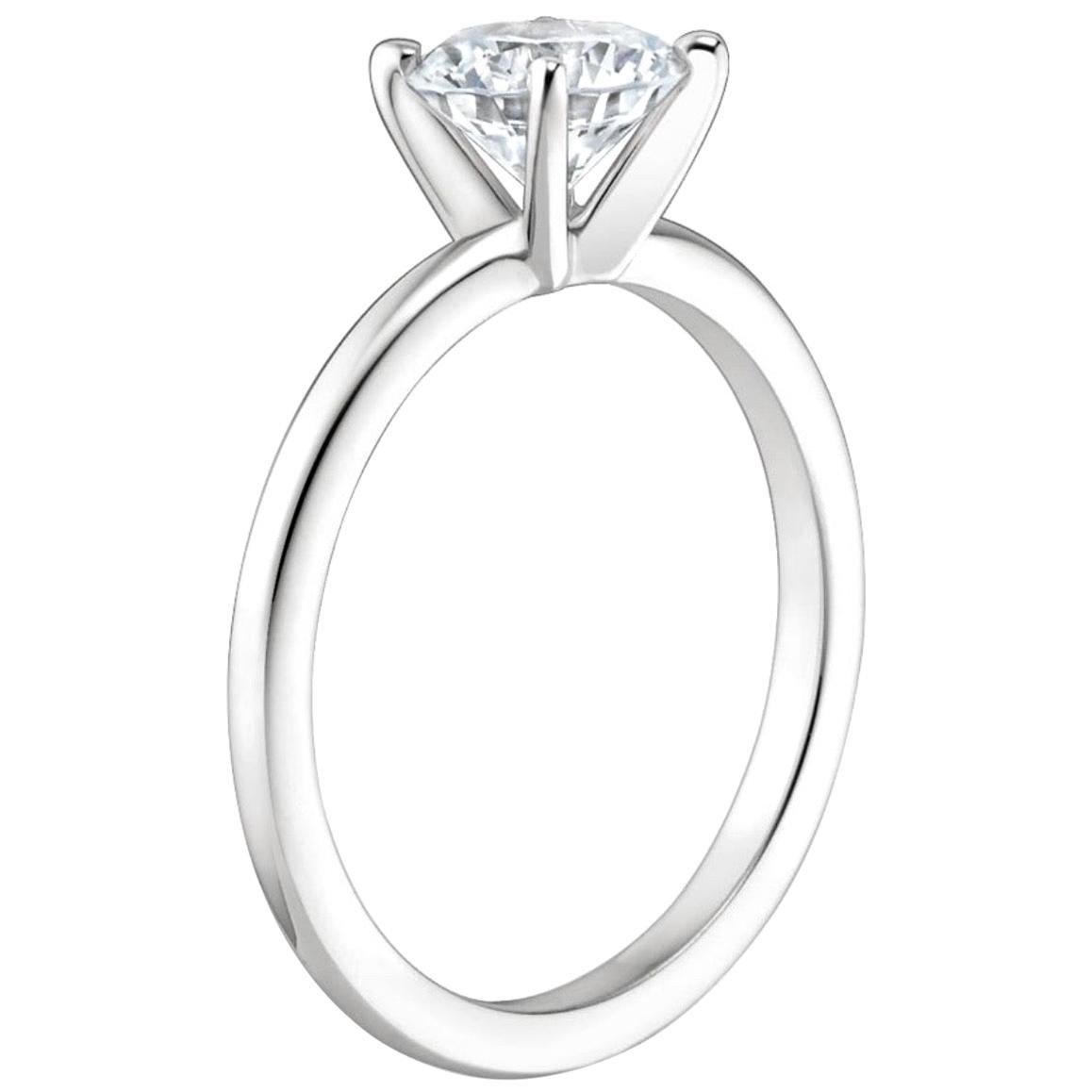 1 Carat Diamond Traditional Engagement Ring 14 Karat White Gold For Sale