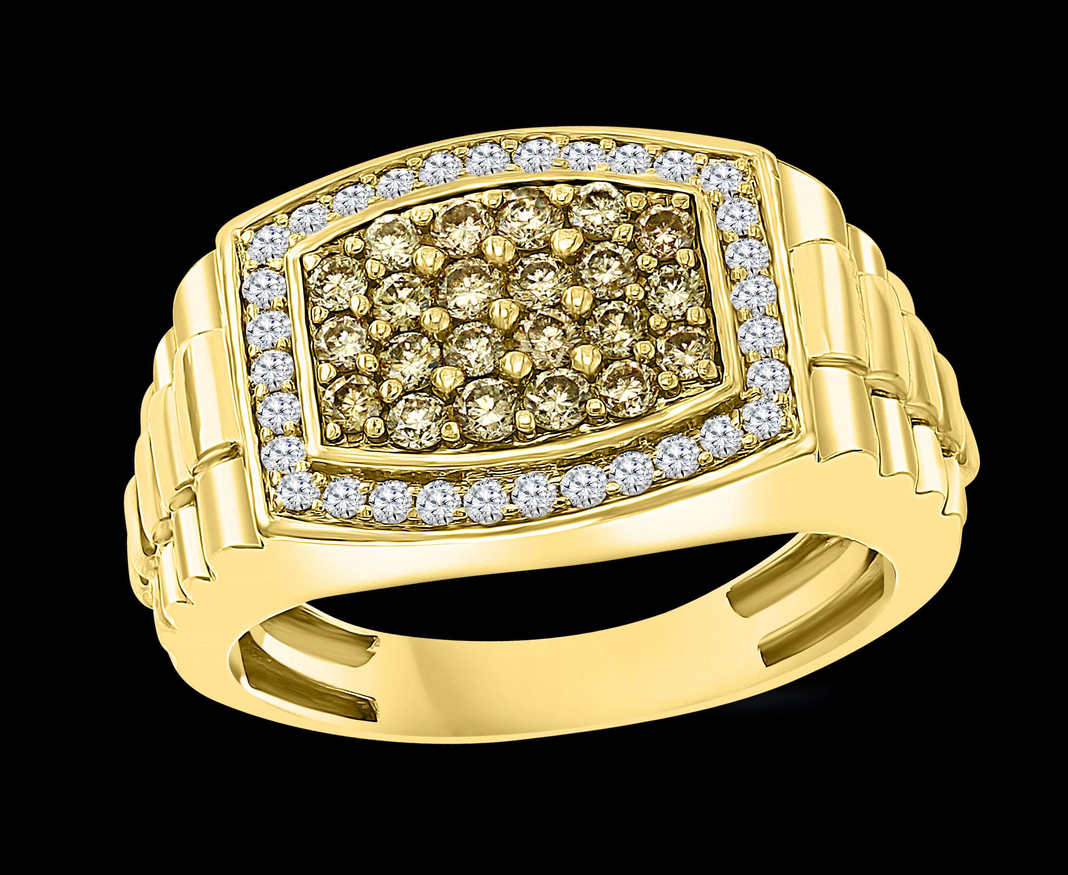 1 Ct  Diamonds  Traditional Men's Ring  14 Karat Yellow  Gold Ring Estate
This is a Nice traditional  diamond  ring  from our premium wedding collection for Men
 White and Champagne diamonds in brilliant round shape cut
Diamonds : Approximately  1.0