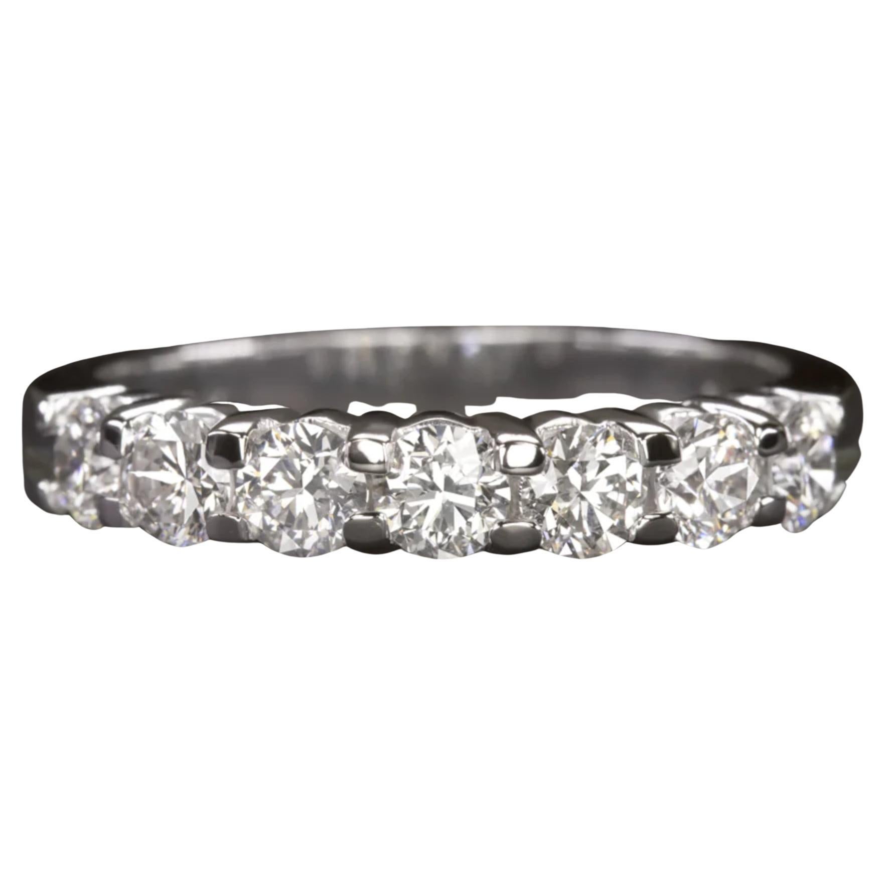 1 Carat Diamond Wedding Band 7 Stone 14k White Gold Ring