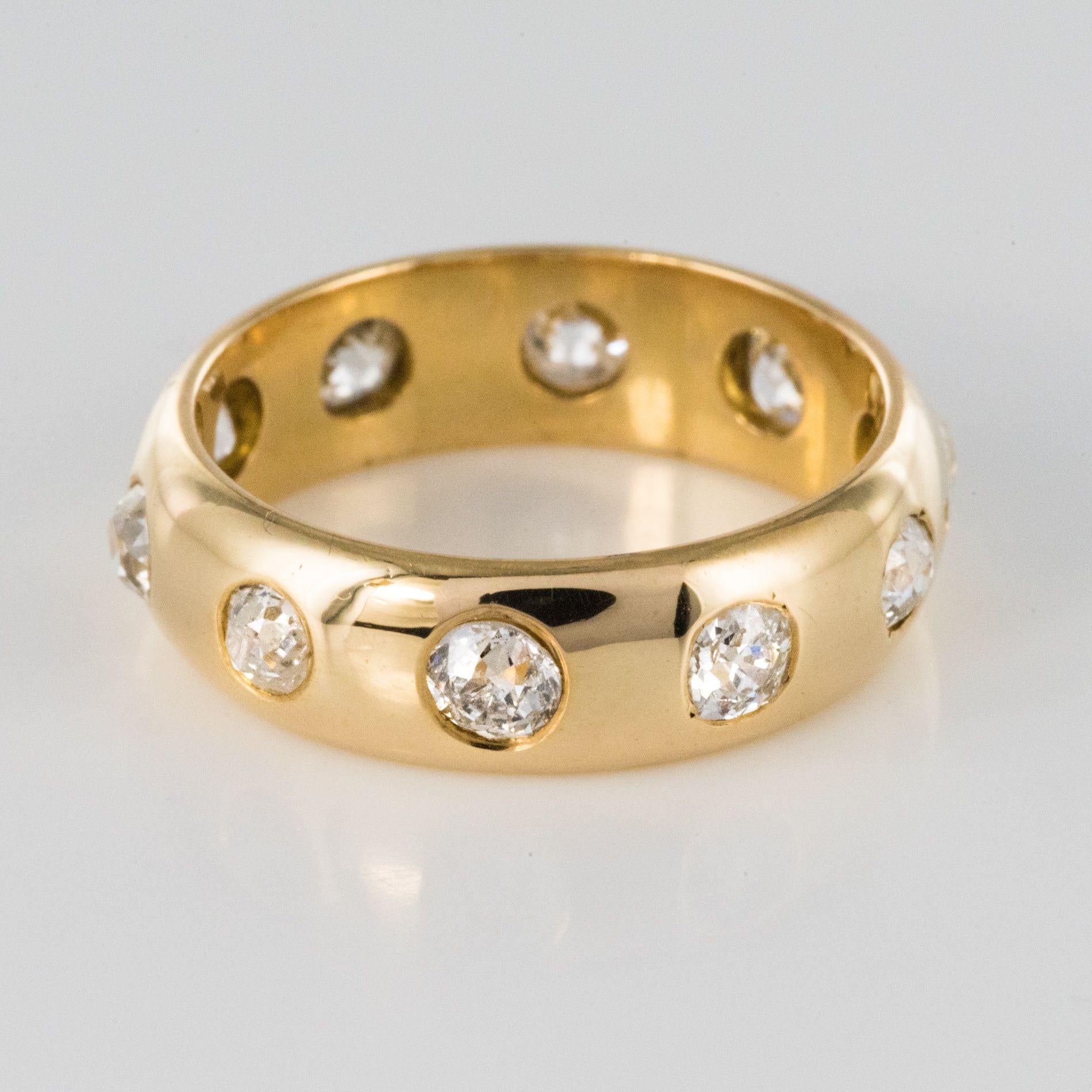 Modern 1 Carat Diamond Yellow Gold Domed Band Ring