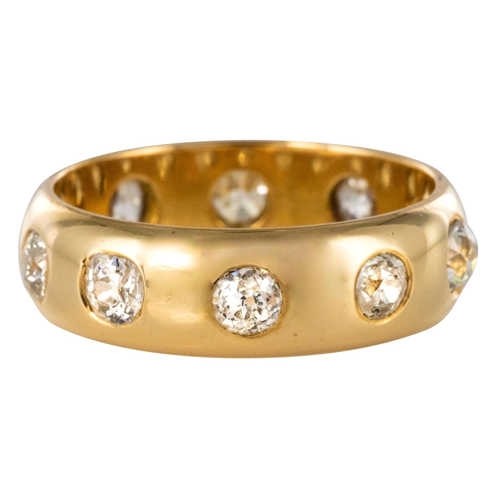 1 Carat Diamond Yellow Gold Domed Band Ring