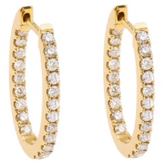 1 Carat Diamonds 18 Carat Yellow Gold Hoop Earrings
