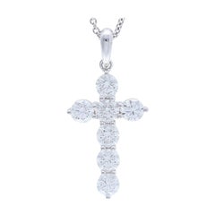 1 Karat Diamanten-Kreuz-Anhänger aus 14 Karat Weißgold