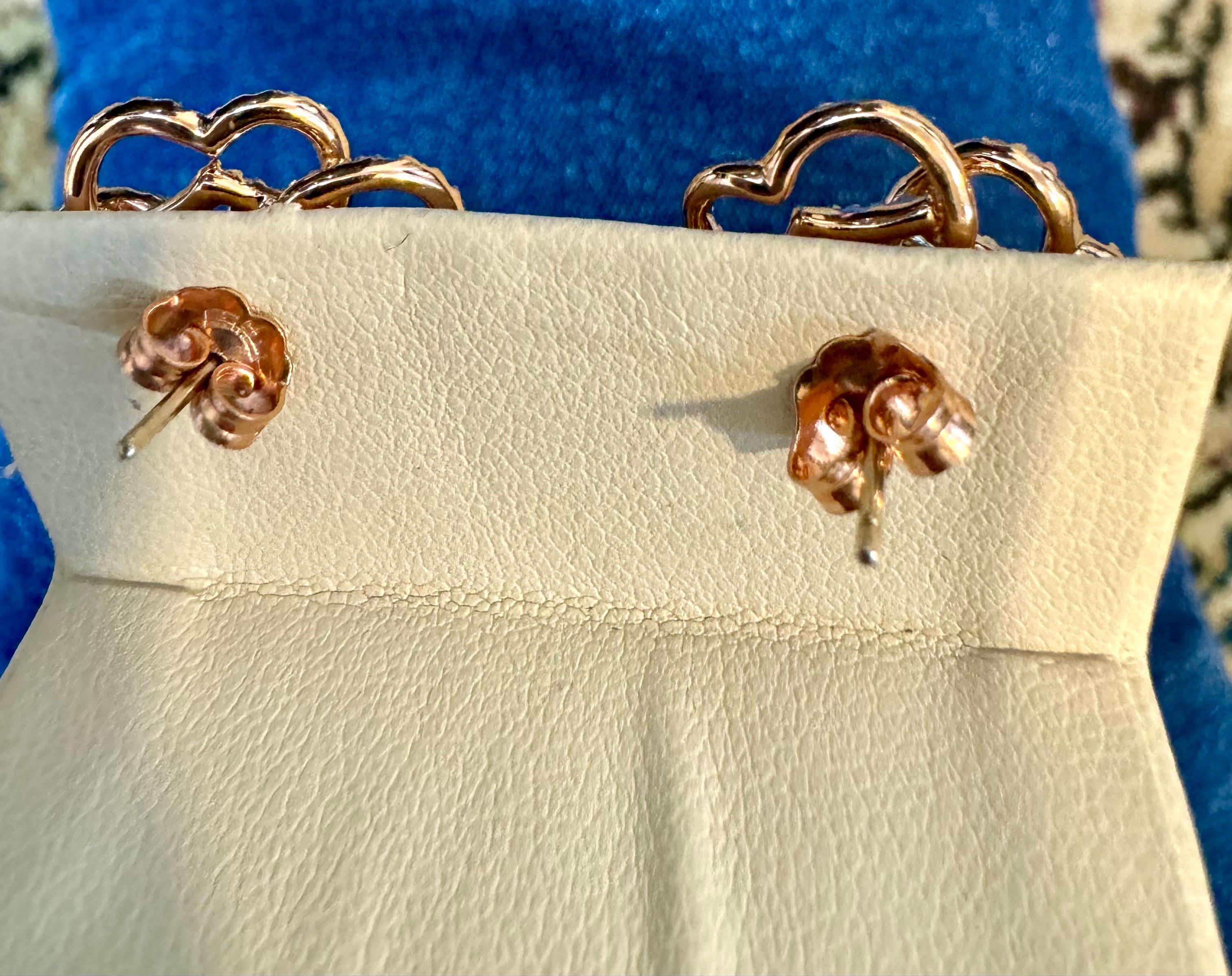 1 Carat Each Sapphire Diamond Flower/Cluster Earring 14 Karat Rose Gold In Excellent Condition For Sale In New York, NY